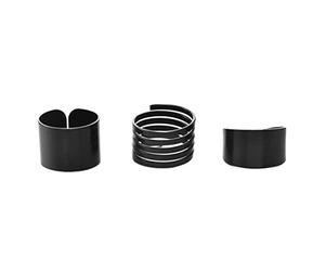 3 unids/set gótico punk anillos de barra minimalista liso negro mate geométrico anillos de metal para las mujeres niñas partido conjunto de joyería ságil de moda