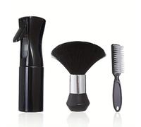 3 Unids/set Juego De Afeitado De Barba Plumero De Corte De Pelo Con Botella De Spray De Niebla Cepillo De Muda Herramientas De Belleza Kit De Limpieza De Barba For Hombres(3pcs Silve Black Set)