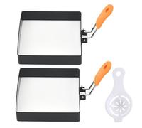 3 Unids/set Moldes para Huevos Moldes para Huevos Cuadrados de Acero Inoxidable Seguros de 4 Pulgadas con Filtro Anillo para Tortilla Antiadherente Molde para Panqueques con Mango de Silicona para Co