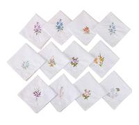 3 unids/set pañuelo cuadrado blanco básico floral bordado bolsillo pañuelo B