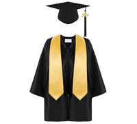 3 unids/set toga y birrete de graduación de jardín de infantes, toga y birrete de graduación preescolar con estola para ceremonias infantiles, se adapta a una altura de 4'0 - 4'2, negro, jardín de in