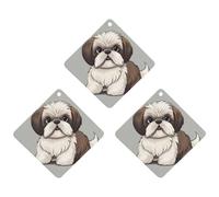 3 unids Shih Tzu perro ambientador de aire del coche colgante tarjetas perfumadas lindo blanco refrescantes del coche, larga duración nuevos coches fragancias para mujeres hombres ambientador natural