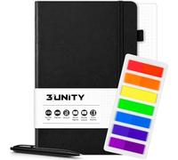 3|UNITY - Kit para Bullet Journal - Cuaderno A5 Punteado con Boligrafo y 140 Marcadores Adhesivos - Libreta A5 de Tapa Dura, Apertura 180º y 200 Páginas de 100g/m² - Ideal para Organización y hábitos