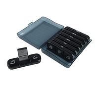 3 veces al día Organizador de pastillas de 7 días Contenedor de medicina semanal portátil de 21 rejillas Plástico de grado alimenticio negro Almacenamiento de viaje compacto y