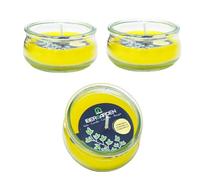 3 Velas de Citronela Antimosquitos en Tarro Bajo de Cristal Para Exterior | Velas Decorativas Aromáticas con Suave Olor a Limón | Vela Anti Mosquitos Para Jardín, Terraza, Camping y Picnic