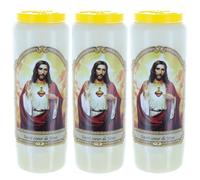 3 Velas de Novena Sagrado Corazón de Jesús 17,5 cm - Vela Novena - Culto Cristiano en Cera Vegetal