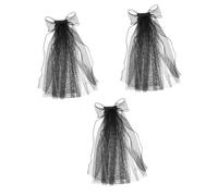 3 velos de lazo para el cabello para la novia velo velo de novia para la boda corto de Halloween velo de disfraz corto de tul con lazo de poliéster corbata