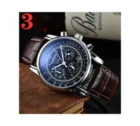 (3) Venta caliente Nuevo Reloj Zeppelin Moda Tres Ojos Running Second Cronógrafo Multifuncional Cuero