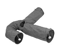 3 Way Cat Tunnel Collapsible Pet Play Tube with Hanging Plush Ball for Indoor Outdoor Cats Durable Tear Canvas Material