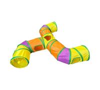 3 Way Cat Tunnel, Foldable Rainbow Cat Tunnel, Interactive Cat Tunnels for Indoor Cats, Colorful Cats Maze Tunnel with Peek Hole 51.18x43.31x9.84 Inches Cats, Kittens (Multicolor)
