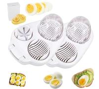 3 Way Egg Slicer for Hard Boiled Eggs, Egg Slicer for Hard Boiled Eggs Heavy Duty, Easy Clean Kitchen Tool for Salads Meal Prep (White,2PCS)