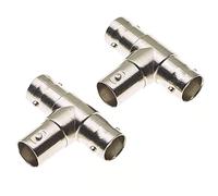 3-Way Female BNC T Splitter Connector - T Coaxial Adapter RF Coaxial For CCTV Security Camera T-Shaped SDI For Antenna DVR - Paquete De 2