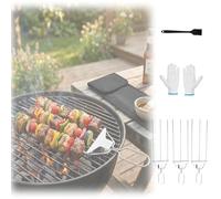 3-Way Grill Skewers,Anti-Spin 3 Prong Skewers for Grilling,14.7" Stainless Steel Reusable Grillings BBQ Skewer with Push Slider Bar,Outdoor Kabob Skewer Accessories for Meat,Chicken,Sausages (3)