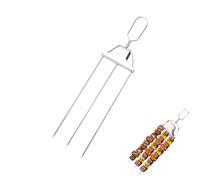 3 Way Grill Skewers with Push Slider Bar, Stainless Steel Kabob Skewer Set, Reusable Metal Barbecue Sticks for Meat Chicken Sausage Vegetables Shrimp Outdoor Cooking