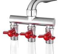 3-Way Heavy Duty Metal Garden Hose Splitter - High Flow Outdoor Faucet Diverter Valve with Shut-Off Switches, 1/2-Inch 1-to-3 Water Pipe Connector Adapter for Lawn Watering & Farm Irrigation