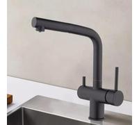 3 Way Kitchen Faucet Extendable Swivel Telescopic Brass Single Hole Mixer Kitchen Extendable, Black