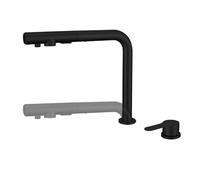 3 Way Kitchen Mixer Faucet Pull out Stainless Steel 2 Holes Single Handle 3 Way Faucets for Kitchen Sink-Black