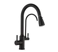 3 Way Kitchen Taps with Pull out Spray, Kitchen Faucet Stainless Steel Kitchen Water Purifier Tap-Black