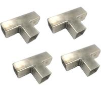3 Way Square Tube Corner Coupler, 2 Inch 2 Way Pipe Connector, Tube Fitting Fence Guardrail Rail Clamp(Silver-4pcs,T shape-3 way)