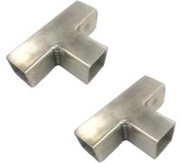 3 Way Square Tube Corner Coupler, 2 Inch 2 Way Pipe Connector, Tube Fitting Fence Guardrail Rail Clamp(Silver-2pcs,T shape-3 way)