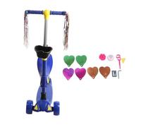 3 Wheel Kids Scooter with Saddle, Adjustable Height Toddler Scooter for Ages 2-9, Foldable Seat and Smart Steering, 5 cm Wide Tire with Light and Music for Stable Ride