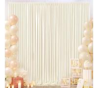 3 x 2,45 m Marfil boda telón de fondo, 2 paneles de 1,5 × 2,15 m sin arrugas seda poliéster pared foto fondo fotografía cumpleaños fiesta bebé ducha decoración telón fondo cortinas