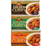 3 x 220 g S&B Golden Curry Mix | Mezcla de curry japonesa | vegetariano | 3 sabores: suave, medio caliente y caliente | con protección de envío Heartforcards®