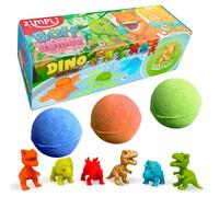 3 x Bombas de Baño Sorpresa de Dinosaurio de Zimpli Kids, 6 Juguetes Sorpresa de Dinosaurio para coleccionar, Juguete de Baño de Burbujas para Navidad, Relleno de Calcetines
