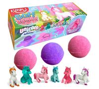 3 x Bombas de Baño Sorpresa Unicornio Grandes de Zimpli Kids, 6 Juguetes Sorpresa Unicornio para coleccionar, Regalo Misterioso para Niños, Relleno de Calcetines de Navidad