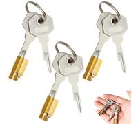 3 x Cerradura pequeña con llave, cerradura para puertas, cinturón de castidad, buzón, puertas de castidad, bronce