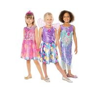3 X Disfraces De Barbie + Baúl De Disfraces Conjunto Completo De Niñas Barbie