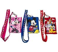 3 x Disney Mickey Minnie & Friends cordón con soporte para tarjeta de identificación, monedero, bolso, boleto y llavero