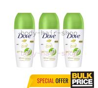 3 x Dove Mujeres Roll-On Desodorante Pepino Té Verde 50ml Cuidado Hidratante 72h