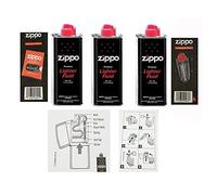 3 x encendedor Zippo líquido combustible gasolina 125 ml lata + mecha + 6 piedras