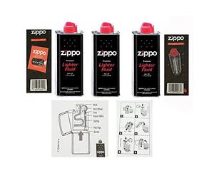 3 x encendedor Zippo líquido combustible gasolina 125 ml lata + mecha + 6 piedras