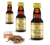 3 x Esencia Cascade Lakes Whisky 25ml - Aroma Sin Alcohol - Miel, Vainilla, Caramelo Y Especias - Incluye Chips De Roble Francés 20g Gratis