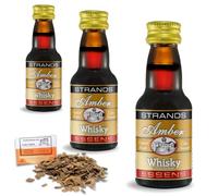 3 x Esencia Estilo Whisky Ámbar 25ml - Aroma Sin Alcohol - Roble Suave, Dulzura & Calidez - Incluye Chips De Roble Francés 20g Gratis