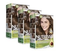 3 x GARNIER Nutrisse Ultra Crème Sin Siliconas Coloración Permanente Nutritiva 6.0 RUBIO OSCURO