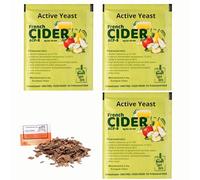 3 x Levadura de Sidra Francesa 8 g/25 L + Chips de Roble Francés 20 g - Levadura Para Fermentación de Sidra | Levadura Para Manzana y Perlado | Levadura de Vino | Ferm Espiritual
