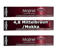 3 x Loreal majirel 4,8 Color Marrón Medio/Moca Crema Color del pelo - 50 ml
