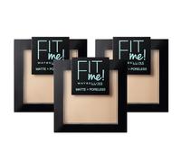 3 x Maybelline Fit Me Mate y Afinaporos Polvos Matificantes tono 105 Natural Ivory pieles muy claras. - 9GR