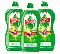 3 x Nelsen - Detergente líquido desengrasante, aroma de limón, jabón para platos, 5 acciones, botella de 900 ml