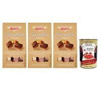 3 x Novi Cuadro Quattro, cuatro capas diferentes de delicioso chocolate con avellanas italianas, bolsa de 150 g + lata italiana de Polpa di Pomodoro de 400 g