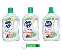 3 x Perla Detersivo Lavatrice Muschio Bianco e More Per Bucato - Detergente líquido para lavadoras, almizcle blanco y moras, 37 lavados, 1850 ml + llavero Beni Culinari gratuito