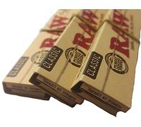 3 x RAW Classic Connoisseur Kingsize Slim Skin Rolling Papers with Roach Tips