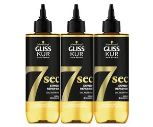 3 x Schwarzkopf Gliss Kur 7 Sec Express Repair Kur Oil Nutritive 200 ml cada uno