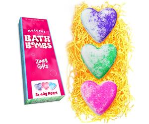 3 x Set de regalo de bombas de baño Love Heart de Zimpli Gifts, regalo de Navidad ideal para mujeres, niñas, hermanas, hijas, para rellenar medias de spa de belleza