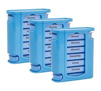 3 x wellgro® pastillas Caja para 7 Días - Por 4 compartimentos Pro Día - 11,5 x 4,5 x 13 cm (Alto) - Color a elegir)