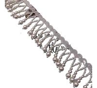 3 Yard Imitation Pearl Bead Pendant Tassel Fringe Lace Trim Diy Upholstery Wedding Dress Costume Edging Ribbon Decor Carfts(Color3)