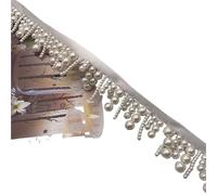 3 Yard Imitation Pearl Bead Pendant Tassel Fringe Lace Trim Diy Upholstery Wedding Dress Costume Edging Ribbon Decor Carfts(Color9)